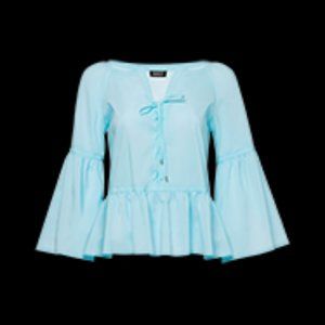 Lace Up Cotton Peasant Blouse by Worth